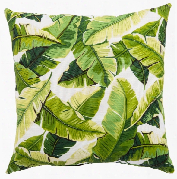 White & Green Floral Balmoral Indoor/ Outdoor Throw Pillow Design By Jaipur