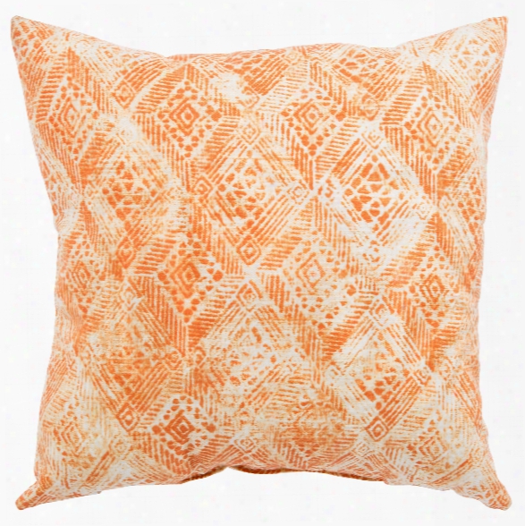 White & Orange Ikat Darrow Fresco Indoor/ Outdoor Throw Pillow Design By Jaipur