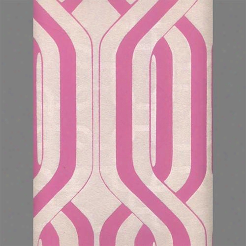 White & Pink Geometric Stripe Velvet Flocked Wallpaper Desin By Burke Decor