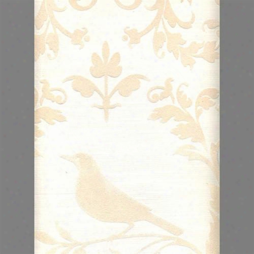 White & White Silk Deer Bird Damask Velvet Flocked Wallpaper Design By Burke Decor