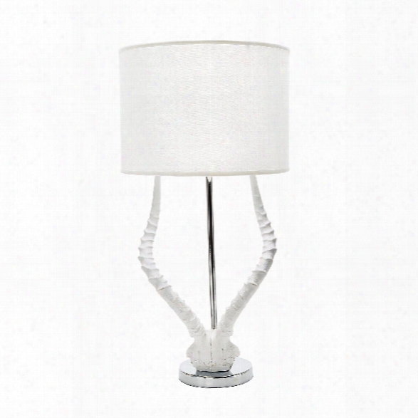 White Faux Horn Lamp With White Shade Design By Lazy Susan
