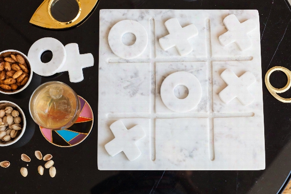White Marble Tic Tac Toe By Bd Edition