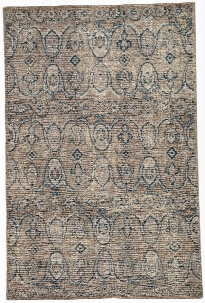 Williamsburg Hand-knotted Medallion Gray & Navy Area Rug Design By Jaipur