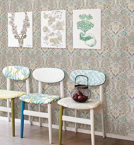 Willow Grey Nouveau Floral Wallpaper From The Kismet Collection By Brewster Close Fashions