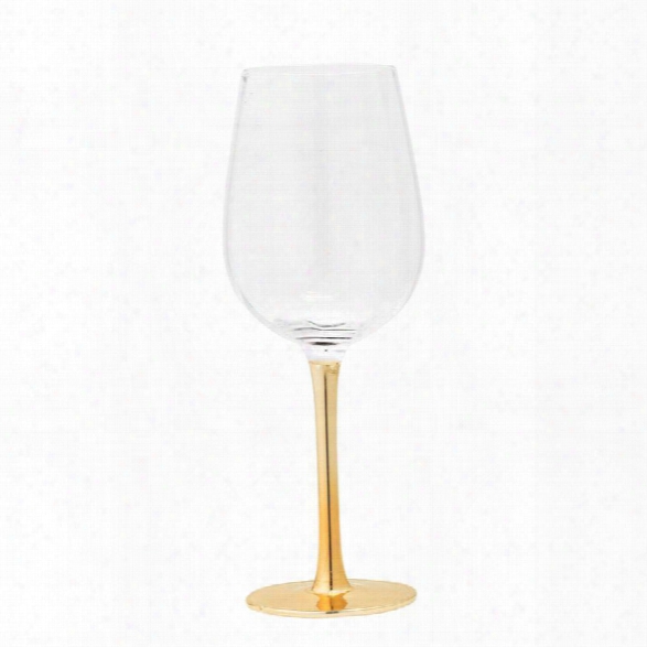 Wine Glass W/ Gold Electroplated Stem Design By Bd Edition