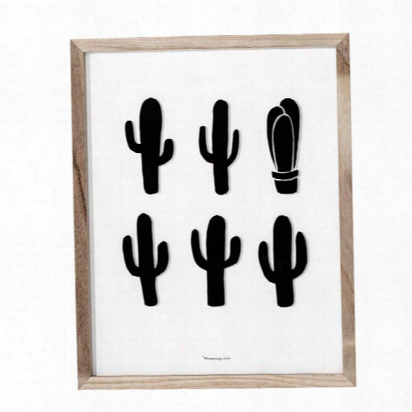 Wood Framde Cactus Wall Decor Design By Bd Edition