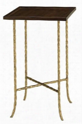Wood Top Gilt Twist Square Table Design By Currey & Company