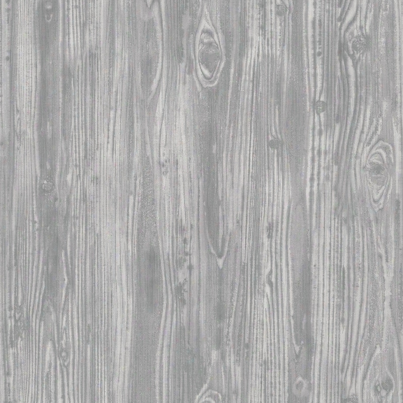 Woodgrain Textured Self Adhesive Wallpaper In Pewter Design By Tempaper