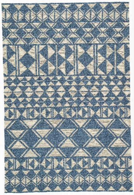 Botella Indoor/ Outdoor Geometric Blue & Cream Area Rug Design By Jaipur