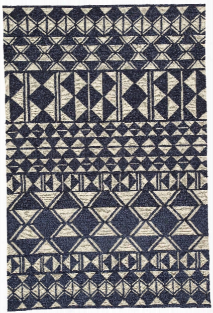 Botella Indoor/ Outdoor Geometric Navy & Cream Area Rug Design By Jaipur