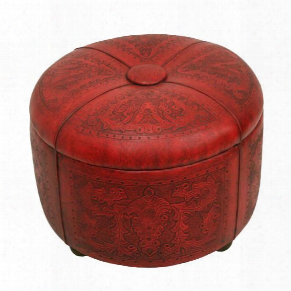 Bouquet Storage Ottoman In Red