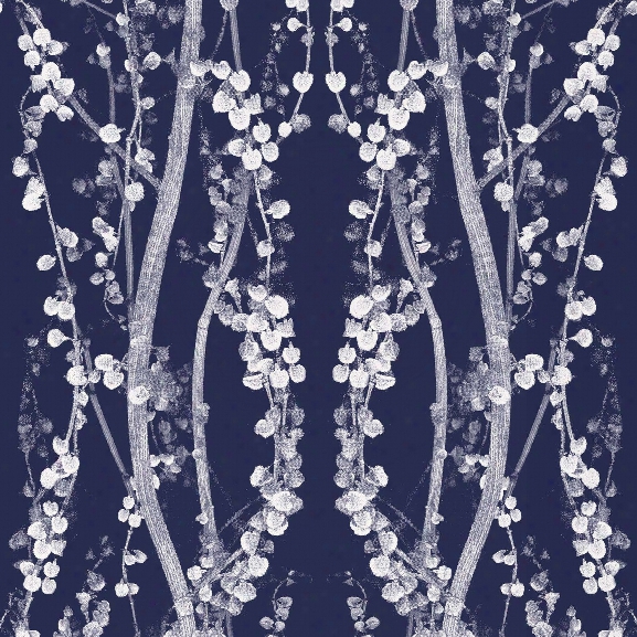 Branches Self Adhesive Wallpaper In Mystery Blue Design By Tempaper