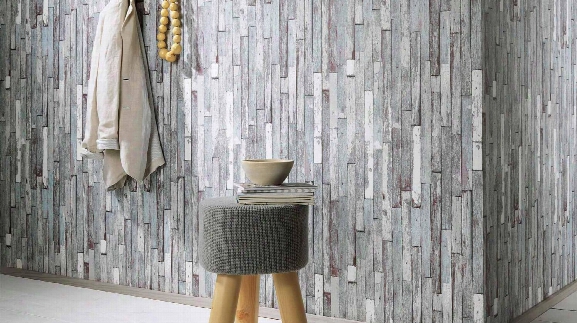 Brecken Faux Wood Plank Wallpaper In Grey And Violet Design By Bd Wall