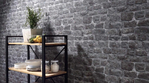 Briana Faux Brick Wallpaper In Grey And Black Design By Bd Wall