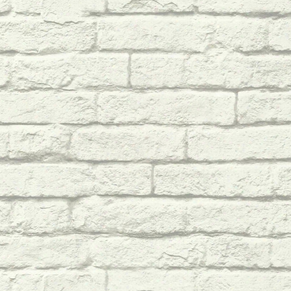 Brick-and-mortar Wallpaper In Soft Grey From The Magnolia Home Collection By Joanna Gaines