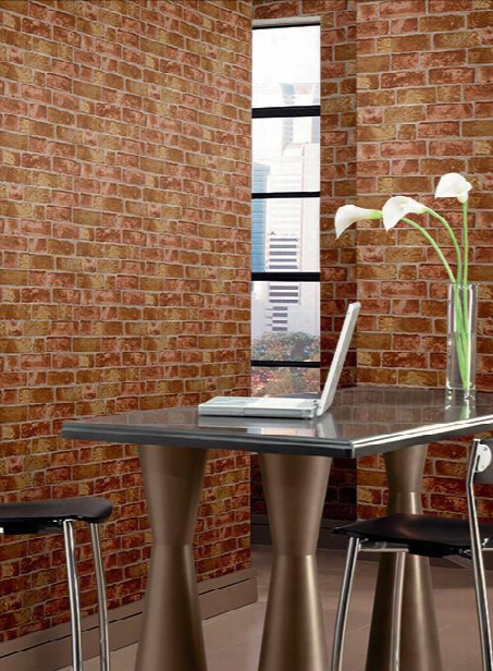 Brick Wallpaper In Reds And Oranges Design By York Wallcoverings