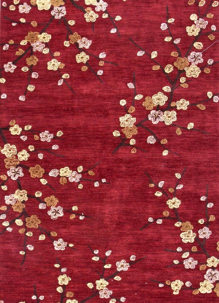 Brio Collection Cherry Blossom Area Rug In Red Design By Jaipur