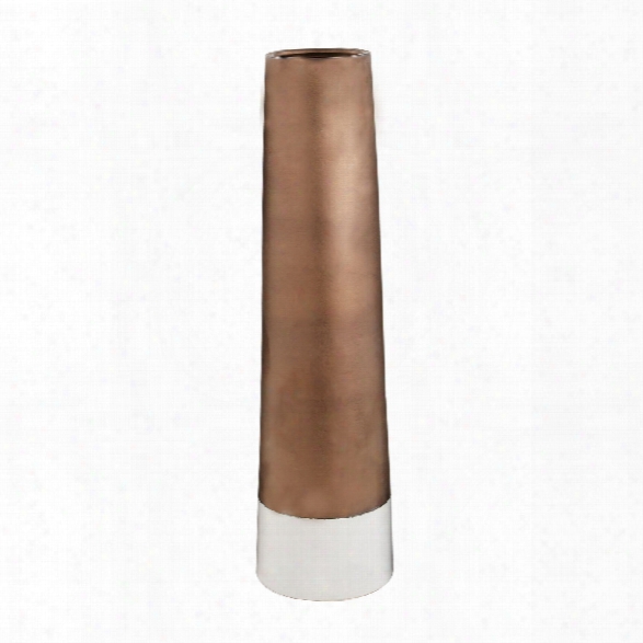 Bronze Top Dip Two-tone Ceramic Tubular Vase Design By Lazy Susan