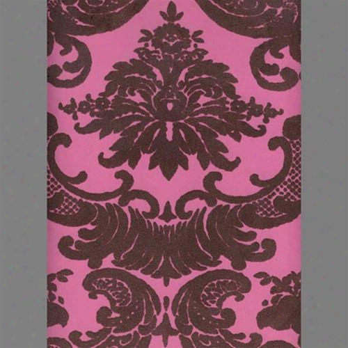 Brown & Pink Madison Damask Velvet Flocked Wallpaper Design By Burke Decor