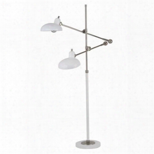 Bruno Adjustable Double-arm Floor Lamp In White Design By Jonathan Adler