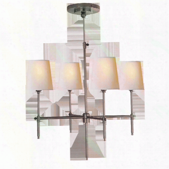 Bryant Small Chandelier In Various Finishes W/ Natural Paper Shades Design By Thomas O'brien