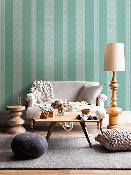 Brynn Turquoise Paisley Stripe Wallpaper From The Kismet Collection By Brewster Home Fashions