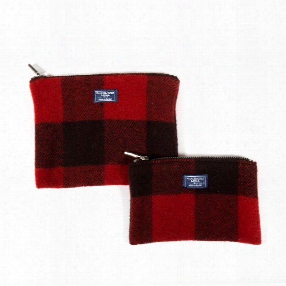 Buffalo Check Wool Pouch In Red & Black Design By Faribault