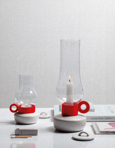 Bugia Porcelain & Glass Tealight Holder In White & Red Design By Seletti