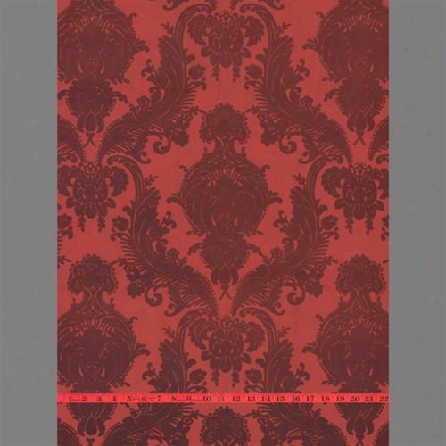 Burgundy & Red Heirloom Velvet Flocked Wallpaper Design By Burke Decor