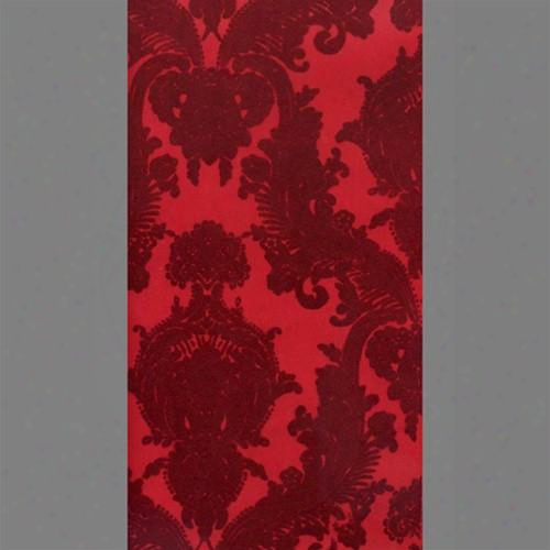 Burgundy & Red Petite Heirloom Velvet Flocked Wallpaper Design By Burle Decor