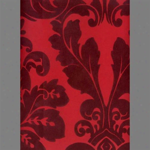 Burgundy And Red Bulb Damask Velvet Flocked Wallpaper Design By Burke Decor