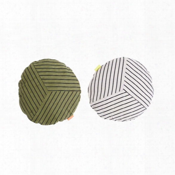 Button Cushion In Moss & Grey Design By Oyoy
