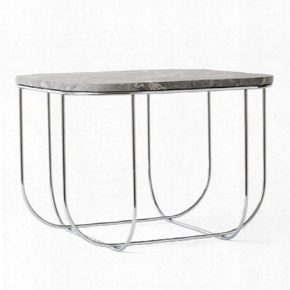 Cage Side Table In Chrome & Grey Marble Design By Menu
