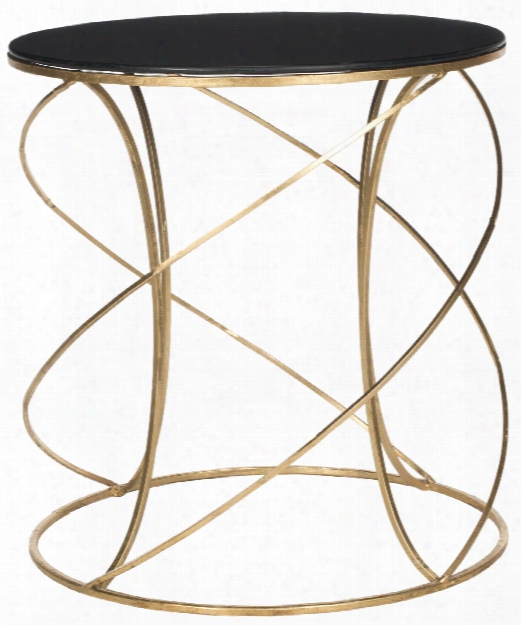 Cagney Accent Table W/ Black Glass Top Design By Safavieh