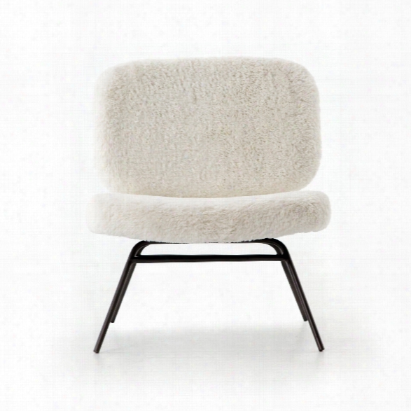 Caleb Accent Chair In Ivory Angora