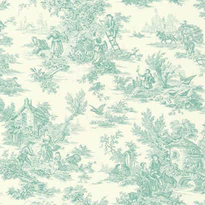 Campagne Toile Wallpaper In Aqua By Ashford House For York Wallcoverings