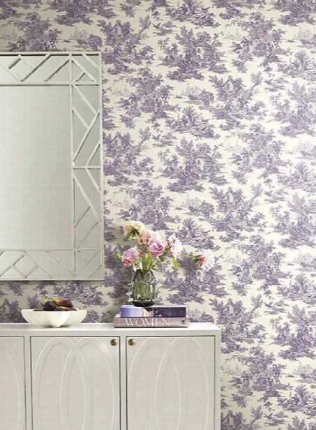 Campagne Toile Wallpaper In Purple By Ashford House For York Wallcoverings