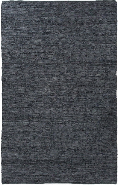 Woven Leather Rug In Slate Blue