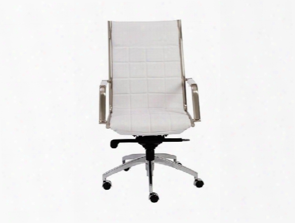 Zander High Back Office Chair In White Leatherette Design By Euro Style