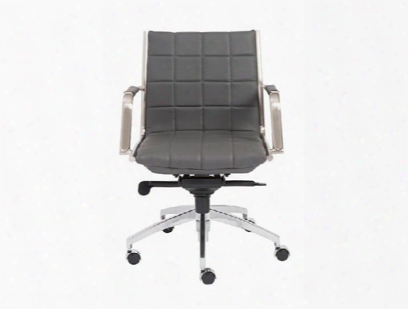 Zander Low Back Office Chair In Grey Leatherette Design By Euro Style