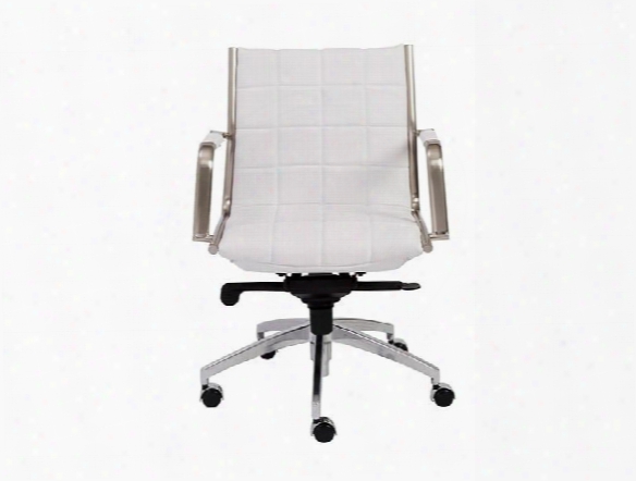Zander Low Back Office Chair In White Leatherette Design By Euro Style