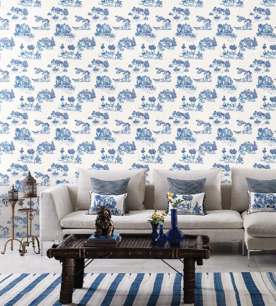 Zanskar Wallpaper In Blue And White By Matthew Williamson For Osborne & Little