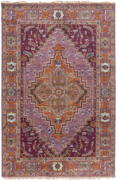 Zeus Rug In Eggplant & Rust Design By Surya