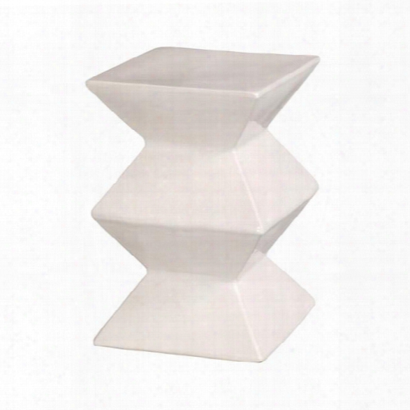 Zigzag Garden Stool In White Design By Emissary