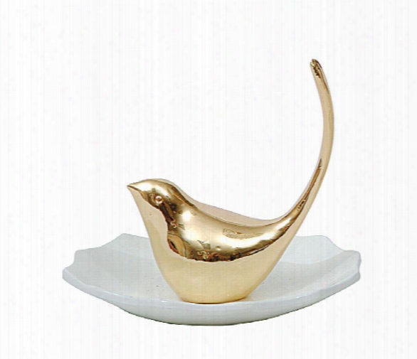 Zinc Ring Holder W/ Gold Electroplated Bird Design By Bd Edition