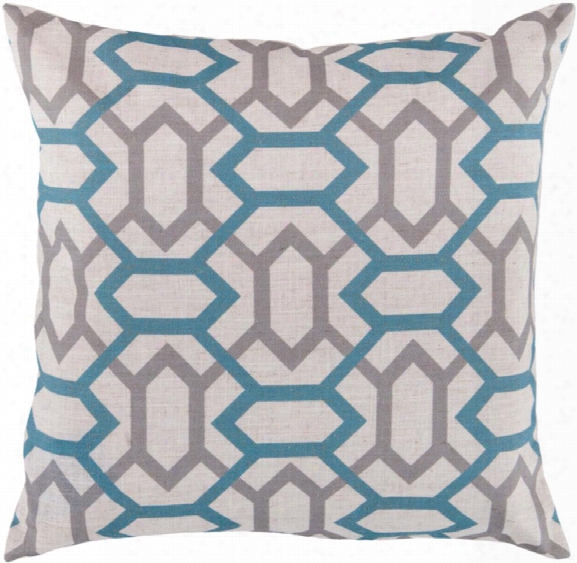 Zoe 18" X 18" Polyester Pillow In Cream And Teal Shade By Surya