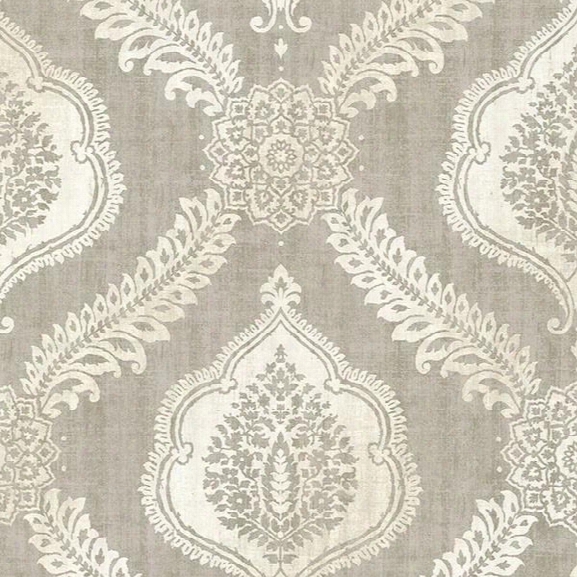 Zoraya Taupe Damask Wallpaper From The Alhambra Collectiom By Brewster Home Fashions