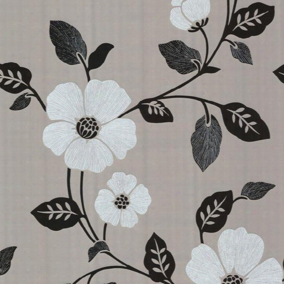 Zyn Csilver Modern Floral Wallpaper Design By Brewster Home Fashions