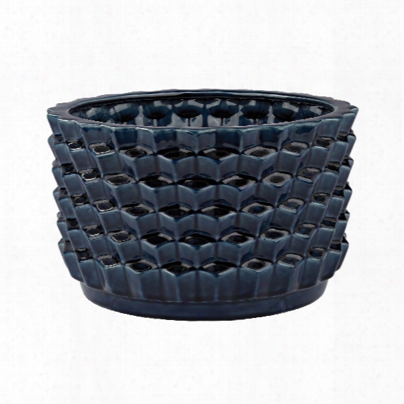 Accordion Crackled Blue Pot Design By Lazy Susan