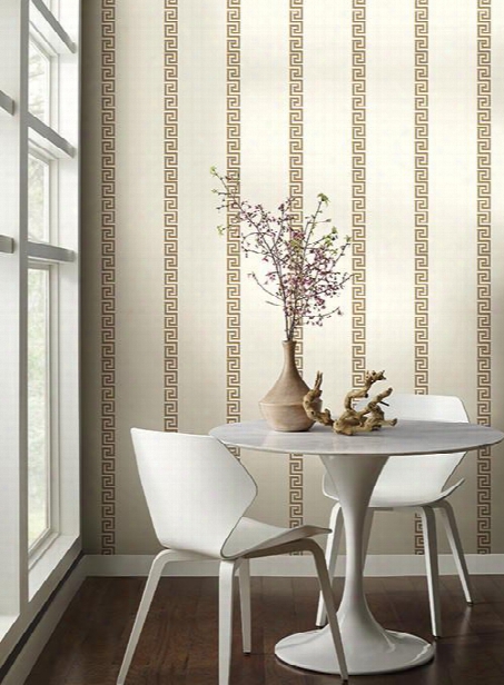 Acropolis Stripe Wallpaper In Gold And White By Ashford House For York Wallcoverings
